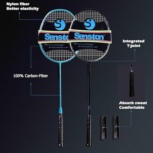 Senston N80-2 Paket Badminton Raketi, Profesyonel Tam Karbon Fiber Badminton Raketi Seti Kavrama ile - 3