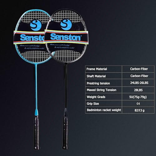 Senston N80-2 Paket Badminton Raketi, Profesyonel Tam Karbon Fiber Badminton Raketi Seti Kavrama ile - 5