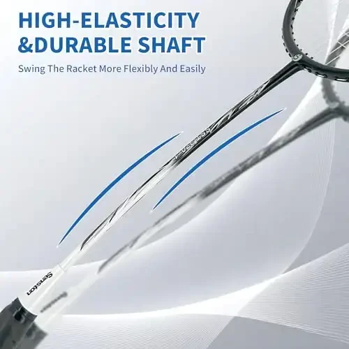 Senston N80 Badminton Racketlari To'plami - Sirpanishga qarshi tutqichli va 2 ta sumkasi bo'lgan to'liq karbon tolali 5U yengil raketkalar, kattalar, o'smirlar, oilaviy o'yinlar uchun ochiq havoda/hovlida sport anjomlari - 3