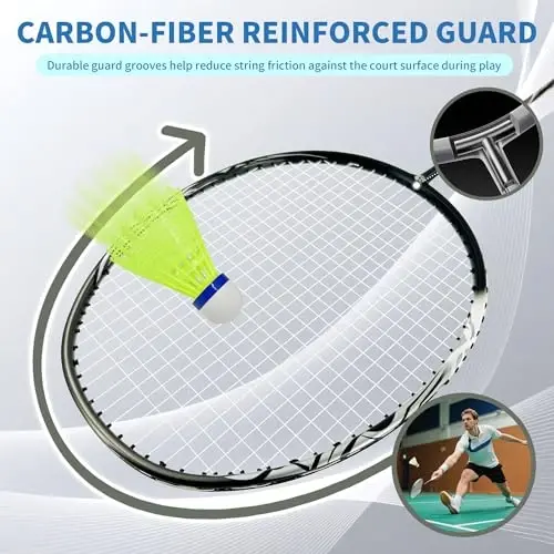 Senston N80 Badminton Rackets Set - Full Carbon Fiber 5U Lightweight Racquets with Anti-Slip Grip & 2 Carry Bags, Outdoor/Backyard Sports for Adults, Teens, Family Games - SENSTON (1)