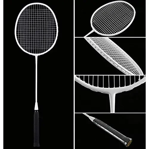 Senston Professional Badminton Rackets Set of 4 - Carbon Fiber, 6 Shuttlecocks, 4 Grips & Bag for Backyard Games | 90g Lightweight - 5