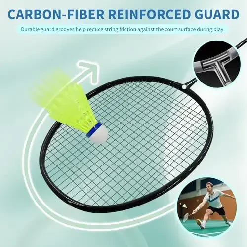 Senston Professional Badminton Racketlari To'plami 4 - Karbon Fiber, 6 Volan, 4 Grip va Hozovli O'yinlar uchun Sumka | 90g Yengil - Senston (1)