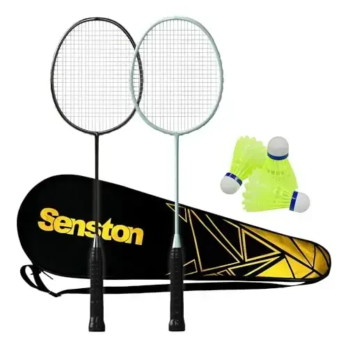 Senston Professional Badminton Rackets Set of 4 - Carbon Fiber, 6 Shuttlecocks, 4 Grips & Bag for Backyard Games | 90g Lightweight - Senston