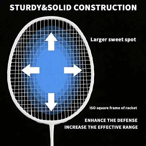 Senston Professional Badminton Rackets Set of 4 - Carbon Fiber, 6 Shuttlecocks, 4 Grips & Bag for Backyard Games | 90g Lightweight - 2