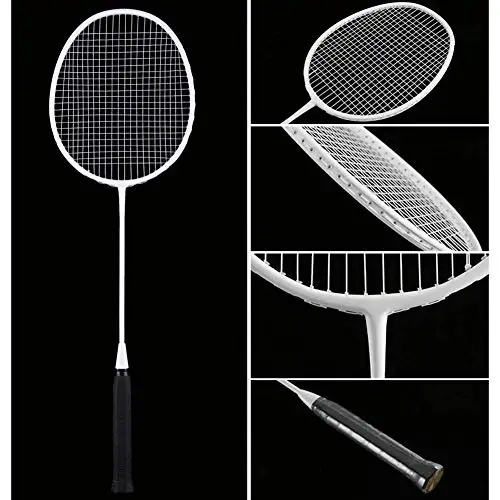 Senston Professional Badminton Rackets Set of 4 - Carbon Fiber, 6 Shuttlecocks, 4 Grips & Bag for Backyard Games | 90g Lightweight - 5