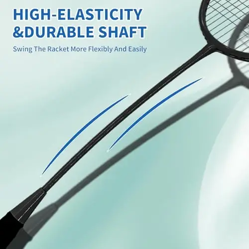 Senston Professional Badminton Rackets Set of 4 - Carbon Fiber, 6 Shuttlecocks, 4 Grips & Bag for Backyard Games | 90g Lightweight - 3