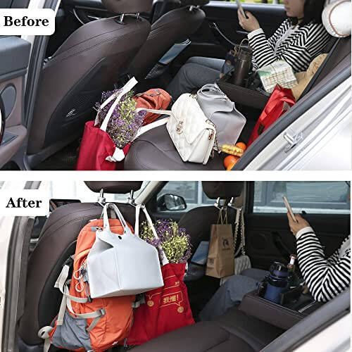 Sentoto Car Purse Hook, Purse Holder for car, Multi-Functional Hidden Hook, Headrest Hooks for Car, Purse Hook for Car Removable headrest Say goodbye To the Messy Space Neat Travel-Boutique Bright Silver - 6