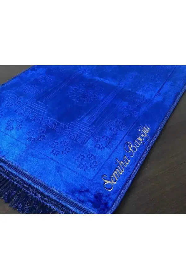 Sep savati uchun sovgʻa sifatida moʻljallangan kadife toʻqimali shippak kiyim, kelin-kuyovlar uchun maxsus, ismli, kabartmali, hashamatli namoz jayozi - 1