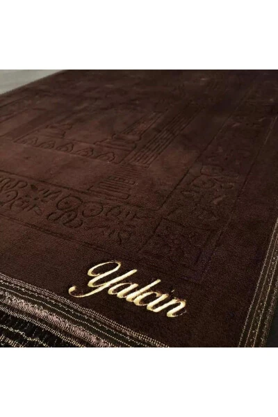 Sep toʻyi sovgʻalari, kadife qirrali, kelin nikohi uchun maxsus tikilgan va ismli namazlik, hashamatli gilamcha - SECCADEM