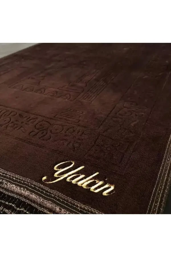 Sep toʻyi sovgʻalari, kadife qirrali, kelin nikohi uchun maxsus tikilgan va ismli namazlik, hashamatli gilamcha - 1