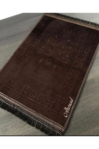 Sep toʻyi sovgʻalari, kadife qirrali, kelin nikohi uchun maxsus tikilgan va ismli namazlik, hashamatli gilamcha - 4