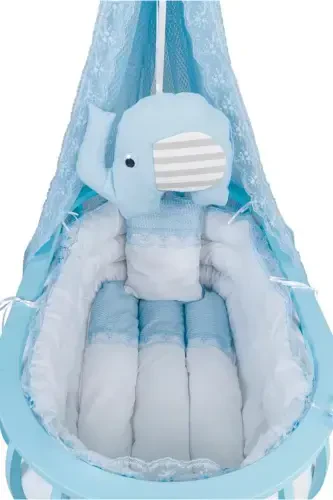 Sepet Beshik Yog'och Beshik Uyqu Setli Tabiiy Yog'och Beshik Bambu00-Ko'k - TOMMYBABY (1)