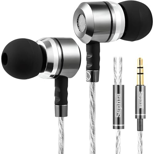 Sephia SP3060 Wired Headphones, HD Bass Driven Audio, Lightweight Aluminum Wired in Ear Earbud Headphones, S/M/L Ear Bud Tips, Earphone Case, 3.5mm Tangle-Free Cord (without Mic) - 1