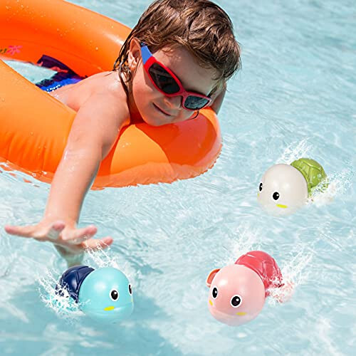 SEPHIX Bath Toys for Toddlers 1-3, Cute Swimming Turtle Bath Toys for 1 2 Year Old Boy Girl Gifts, Water Pool Toys for Baby Toddler Toys Age 1-4, Wind-up Infant Bathtub Toys, 3 Pack - 6