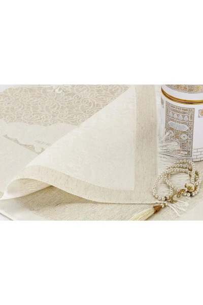 Sepli Kaaba Naqshlari bo'lgan Ibodat Gilamlari To'plami Hayriya Tafta Ibodat Gilim Marvarid Tasbeh - Modazone (1)