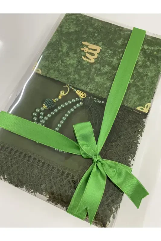 Seplık, Sovg'a, Kelin bo'chasi to'plami, Igna oyali Namoz örtüsü, Yosin, Tasbeh-YASHIL - 2