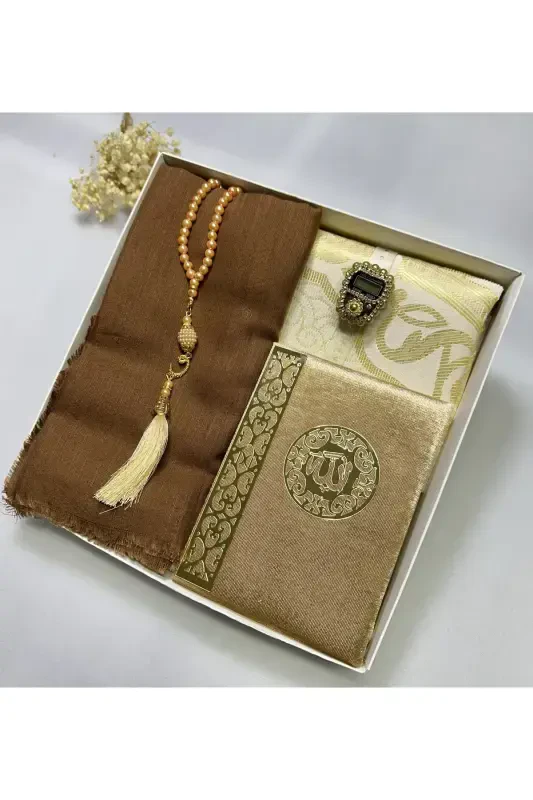 Seplilik, Sovg'a, Kelin Bohchasi to'plami, Yosin, Tasbeh, Zikr Matik, joynamoz to'plami, Joynamoz-jigarrang - LIFESTYLING