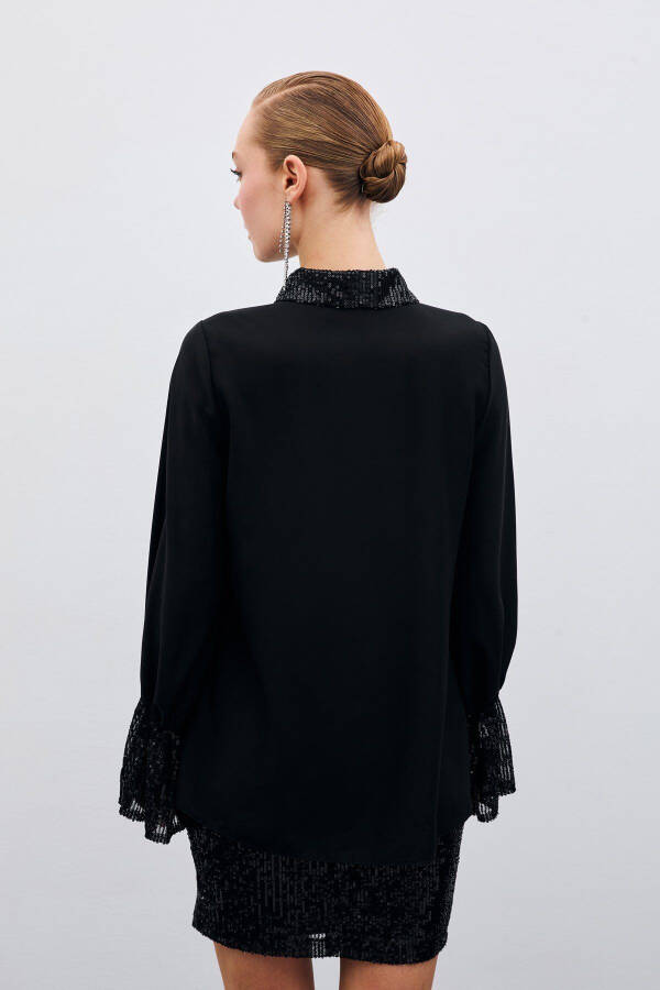 Sequin Detailed Shirt - Black - 8