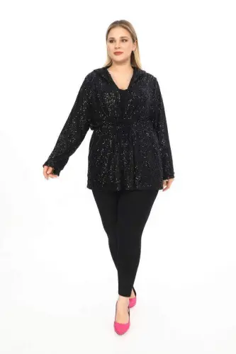 Sequin Hooded Jacket 821 - BÜYÜKBEDENIZ (1)