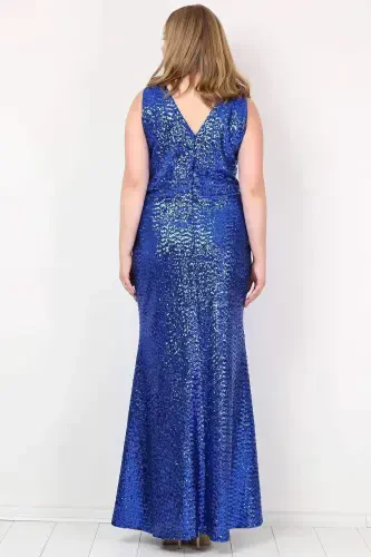 Sequin Long Sleeveless Sax Evening Dress KL3098 - 3