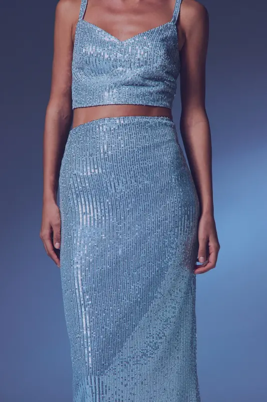 Sequin Maxi Skirt - SILVER-SILVER - 6
