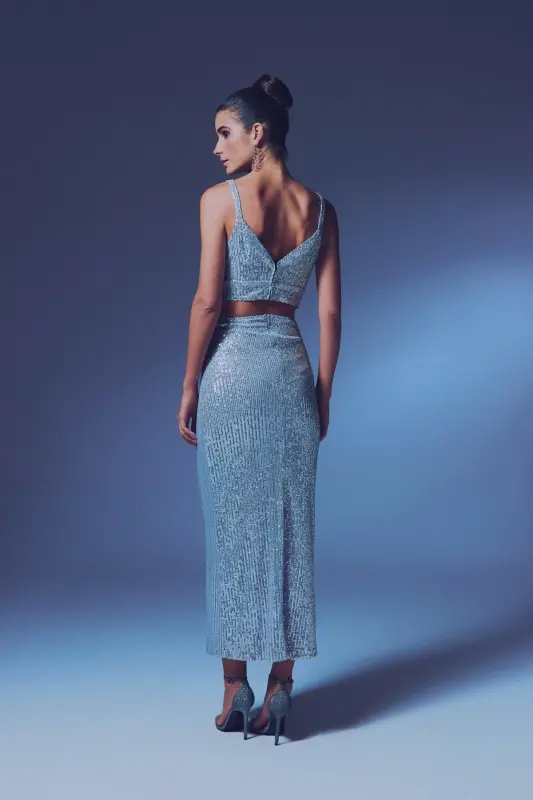 Sequin Maxi Skirt - SILVER-SILVER - 7
