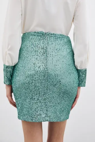 Sequin Mini Skirt - Mint-MINT - 6