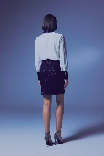 Sequin Mini Skirt - NAVY-NAVY - 7