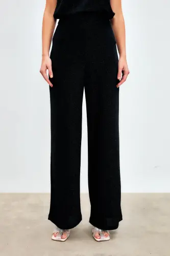 Sequin Wide Leg Pants - BLACK-BLACK - 4