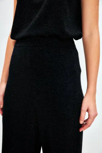 Sequin Wide Leg Pants - BLACK-BLACK - 5
