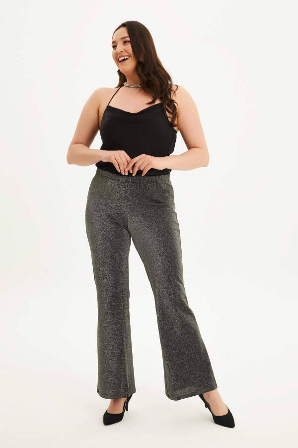 Sequined Elastic Waist Wide Leg Trousers - 2