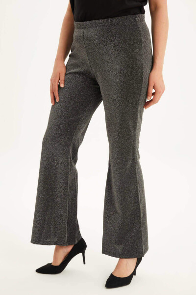 Sequined Elastic Waist Wide Leg Trousers - 3