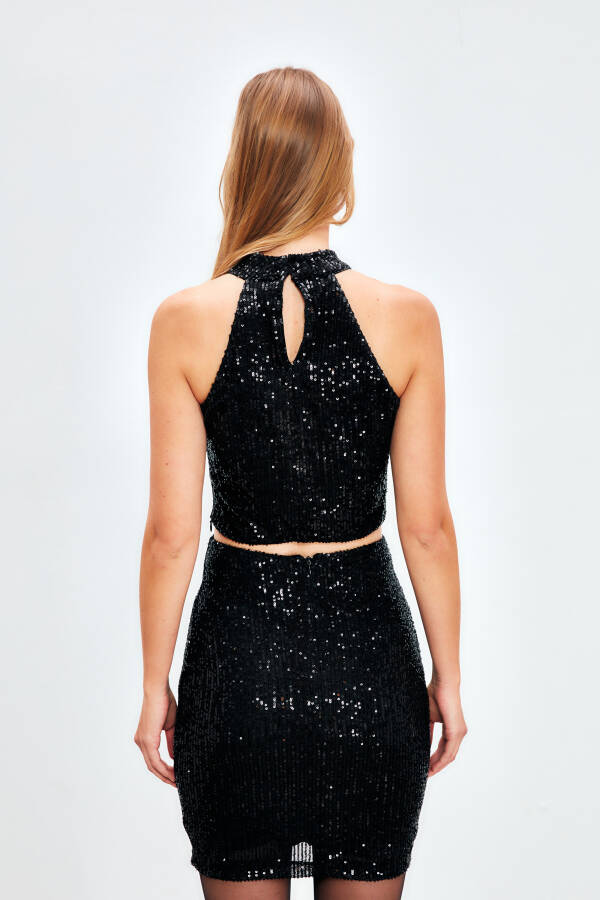 Sequined Mini Skirt - BLACK - 16