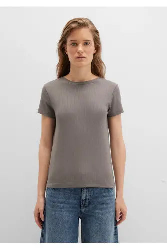 Серая базовая футболка Slim Fit 1612904-7009 - 4
