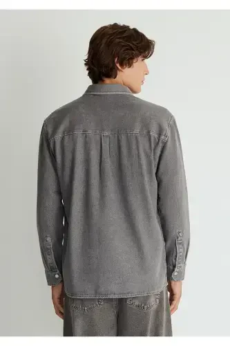 Серая джинсовая рубашка Loose Fit / Свободный крой 02111 - 4