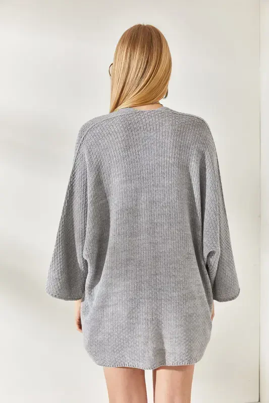 Серая Летучая Мышь Весенний Кардиган HRK-19000057-Серый - 6