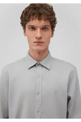 Серая Рубашка Slim Fit / Узкий Крой 0211091-70802 - 5