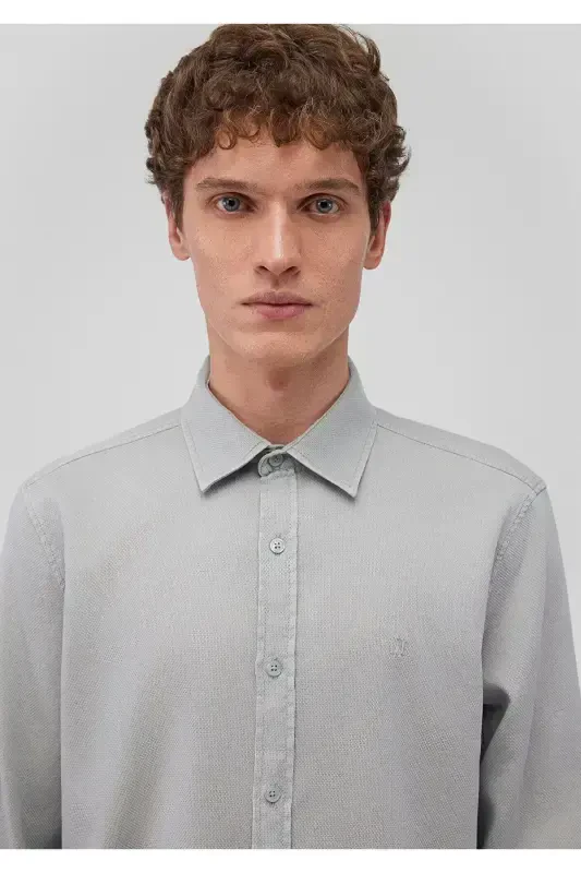 Серая Рубашка Slim Fit / Узкий Крой 0211091-70802 - 5