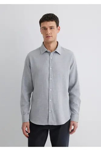 Серая Рубашка Slim Fit / Узкий Крой 0211390-80196-Серый - 3