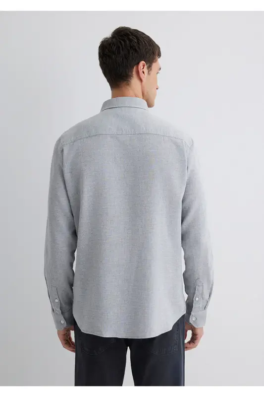 Серая Рубашка Slim Fit / Узкий Крой 0211390-80196-Серый - 4