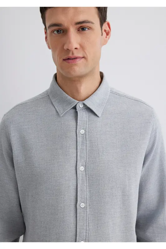 Серая Рубашка Slim Fit / Узкий Крой 0211390-80196-Серый - 5