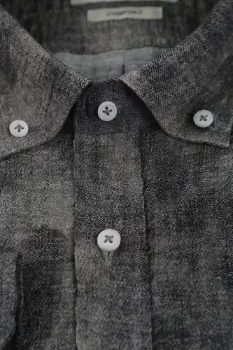 Серая рубашка в рубчик Comfort Fit с узорчатым воротником на пуговицах - JAKAMEN (1)