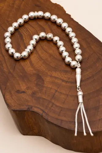 Серебряный четки Простой шар Средний 23гр - 4