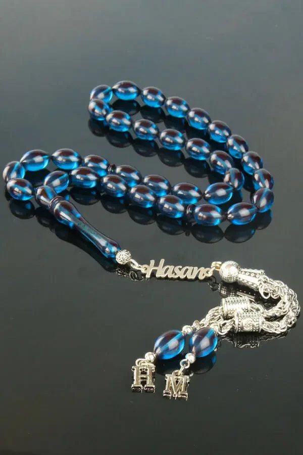 Серебряный тасбих с огненным янтарём - 1