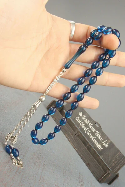 Серебряный тасбих с огненным янтарём - TESBIH OTAĞI (1)