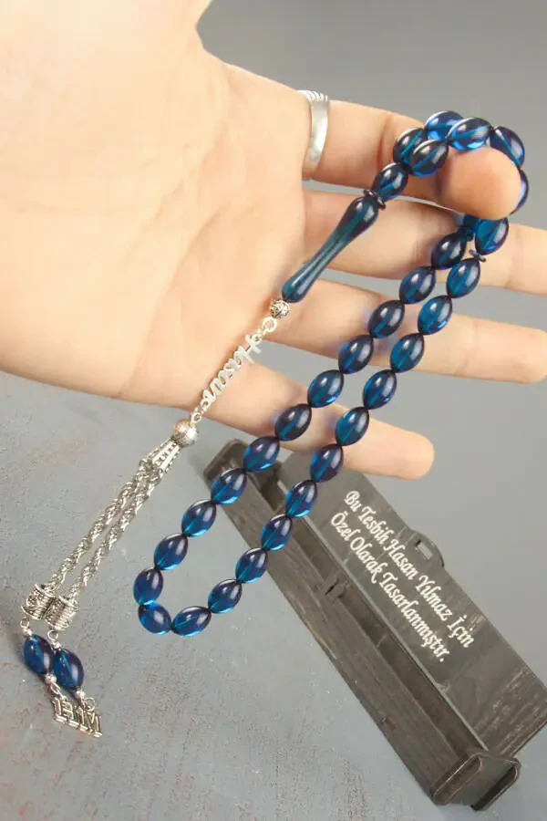 Серебряный тасбих с огненным янтарём - 2