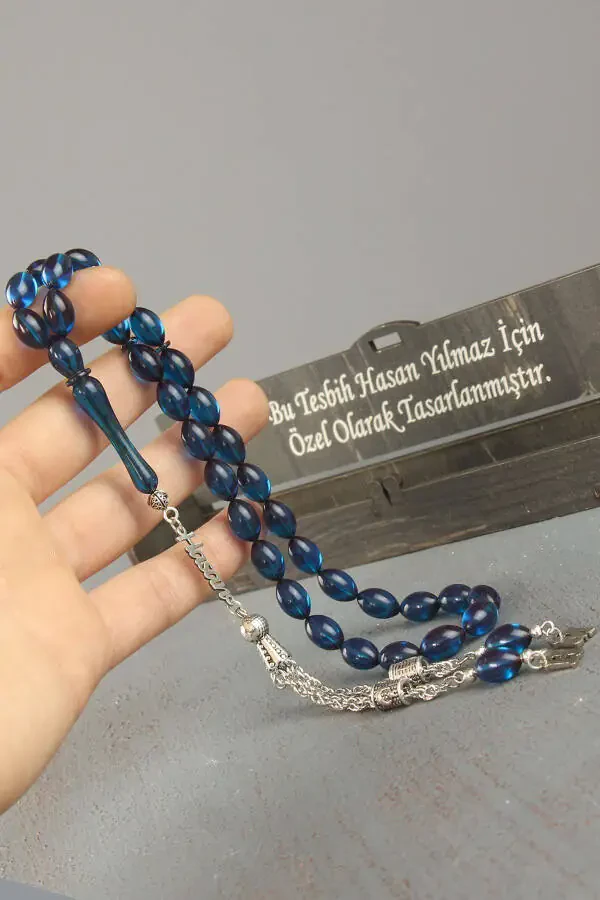 Серебряный тасбих с огненным янтарём - 3