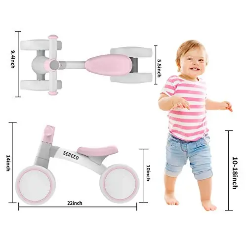 SEREED Baby Balance Bike for 1 Year Old Boys Girls 12-24 Month Toddler Balance Bike, 4 Wheels Toddler First Bike, First Birthday Gifts - 3