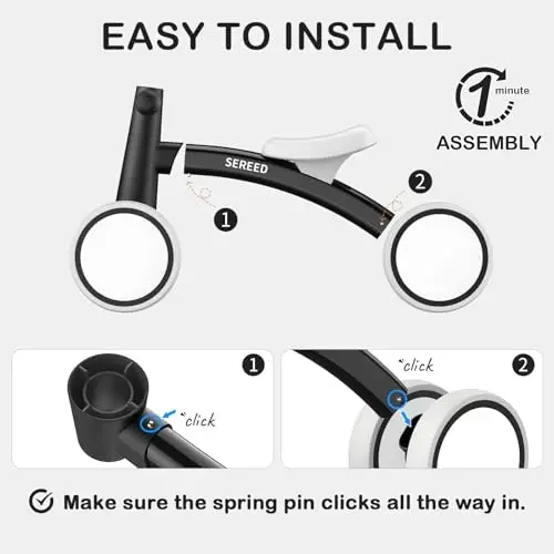 SEREED Baby Balance Bike for 1 Year Old Boys Girls 12-24 Month Toddler Balance Bike, 4 Wheels Toddler First Bike, First Birthday Gifts - 1