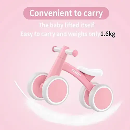 SEREED 1 yoshli o'g'il bolalar qizlar uchun Baby Balance Bike 12-24 oylik chaqaloqlar uchun balandlik velosipedi, 4 g'ildirakli chaqaloqlar uchun birinchi velosiped, birinchi tug'ilgan kun sovg'alari - 3